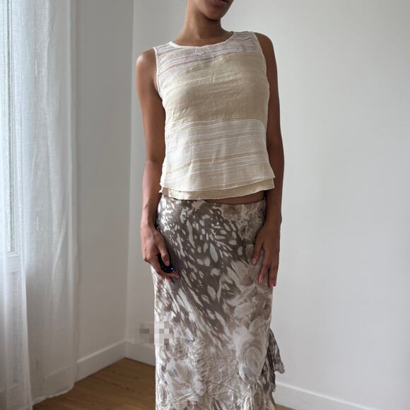 Vintage Italian 100% Linen Sheer-Stripe Tank (S/M) - Picture 2 of 8